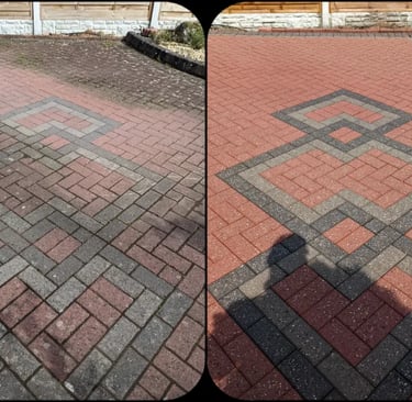 before and after driveway clean