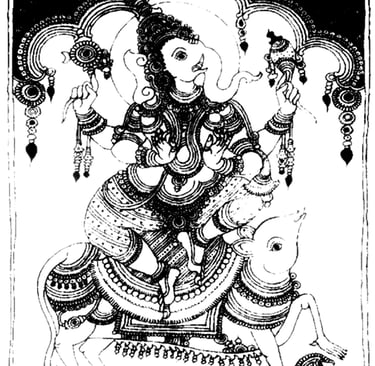 Ganesh cavalca il suo topo