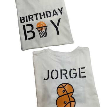 A T - shirt with a basketball theme (Front and Back designs)