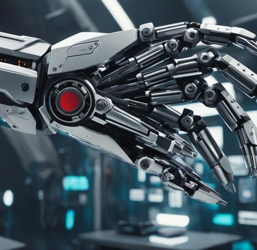 A sleek, metallic robot arm seamlessly picks a lock with precision and speed, while a cluster of fut