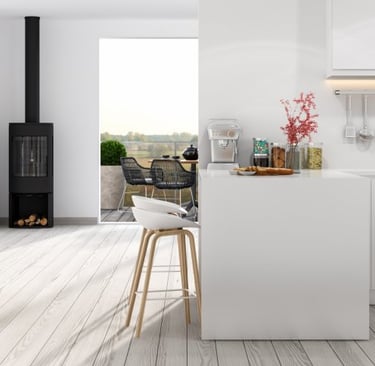 Sols chêne blanc pvc cuisine nordique