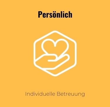 Gelb-weisses Zeichen, das individuelle Betreuung symbolisiert