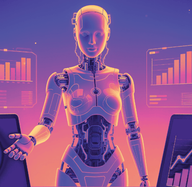 AI robot toont het maken van websites