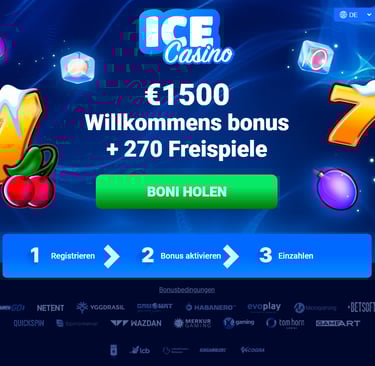 Willkommensboni bis zu - 1.500 € + 270 Freispiele  ICE Casino - ein großartiges Online-Casino