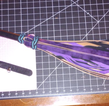 Purple and black flogger Bullhide and suede flogger with painted oak handle