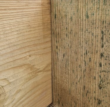 very neat mitre of 8"x 8" deck post into deck