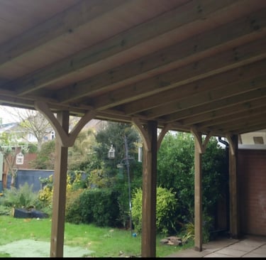 timber lean-to with steel roof