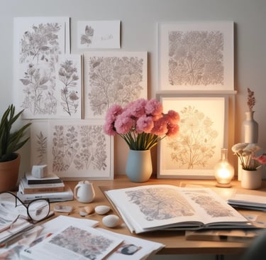 An inviting scene of a person coloring in a book surrounded by nature.