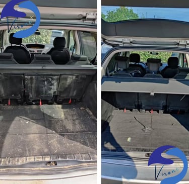 Nettoyage complet de coffre de voiture avec détachage et remise en état à Verviers.