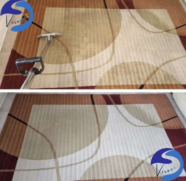 Avant-après du nettoyage de tapis avec élimination des saletés à Verviers.