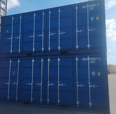20' open side shipping container side view with doors
