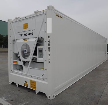 40'HC reefer container shipping container – angled exterior view