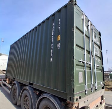 20'DC jūras konteineris zaļā krāsā