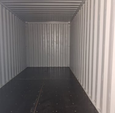 Inside of a 20'DC shipping container