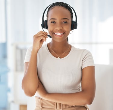 a woman in a headset with a headset and a headset