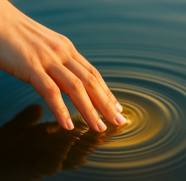 o toque gentil que ondula o oceano recebe a luz em retorno