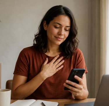 pessoa em pausa antes de responder uma mensagem no celular