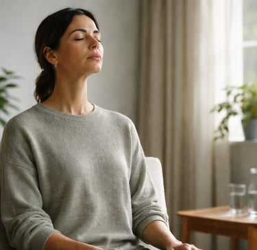 Pessoa percebendo sua respiração no frescor da manhã