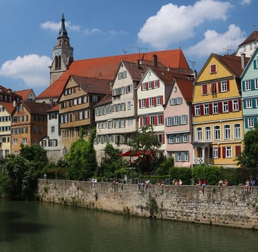 Buildings along the River Neckar in Tübingen, Germnany