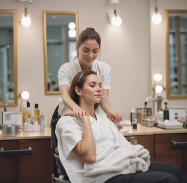 A serene spa setting with soft lighting and calming decor.