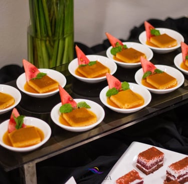 a table with desserts and desserts