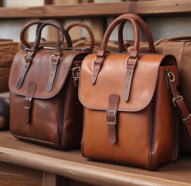 a row of three leather briefcases with a brown leather briefcase