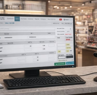Retailcore software for cosmetic retail store shown in store