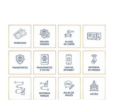 a set of four different types of travel icons