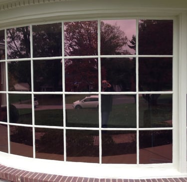 Bay window with custom residential tinting applied
