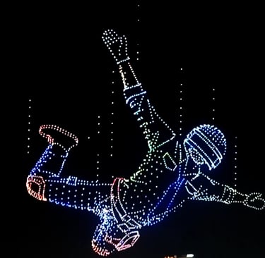 enjambre de drones para espectaculo visual, figuras personalizadas, drones figuras, drones para espectaculos