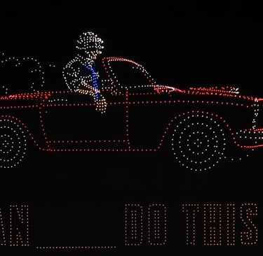 enjambre de drones para espectaculo visual, figuras personalizadas, drones figuras, drones para espectaculos