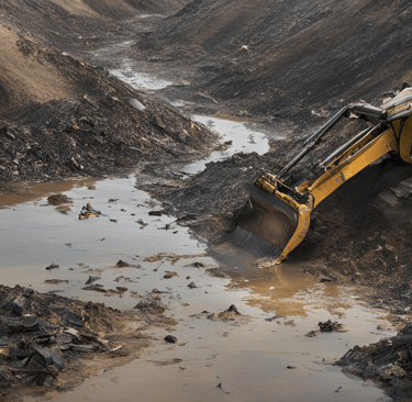 Industrial vehicle at a landfill leachate site.