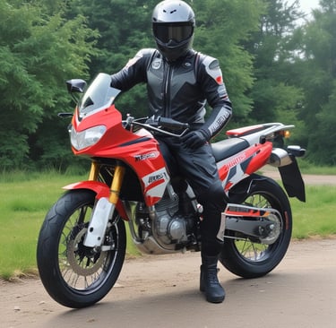 A motorcycle helmet with a clear visor and prominent Monster Energy branding is positioned on a parked motorcycle. The logo is green, white, and red on the side of the black helmet. In the background, there is a grassy area with some fallen leaves.