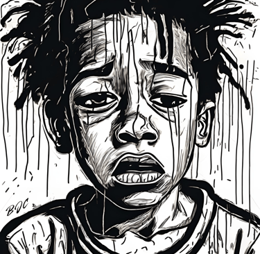 a picture of visual art by brian j clark titled "are you gonna hurt me too?" soul pain art gallery