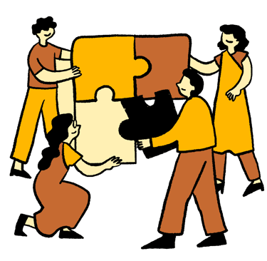 illustration of people working together