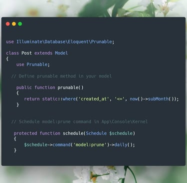 Laravel tip about using Prunable trait in your model