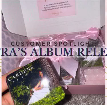 Custom photo magnets in elegant pink packaging for Petra’s album release – Magnetify Me Studio custo