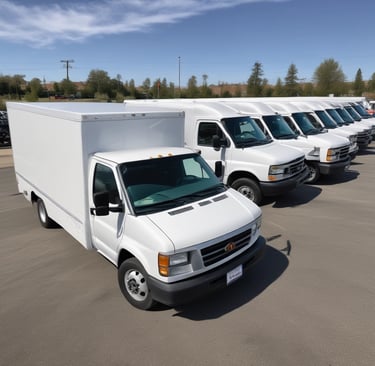 A yellow delivery van with visible front-end damage is being towed by a recovery vehicle. The van belongs to a well-known courier company, as indicated by the branding on its side. The surrounding environment includes a gravel area, a concrete boundary wall, and a partly cloudy sky.