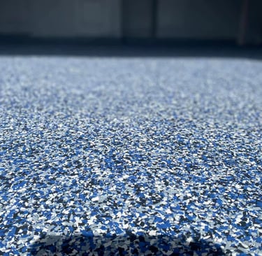 Blue flake floor in Kearney NE home