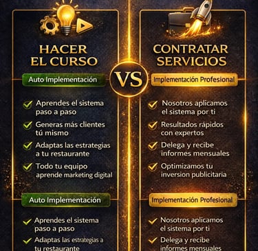 comparativa hacer curso o contratar servicios restaurante viral