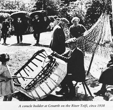 a coracle builder at Canarth on the river Teifi c1938