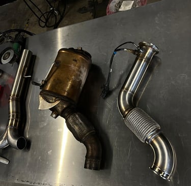 a couple of exhaust pipes and exhaust pipes