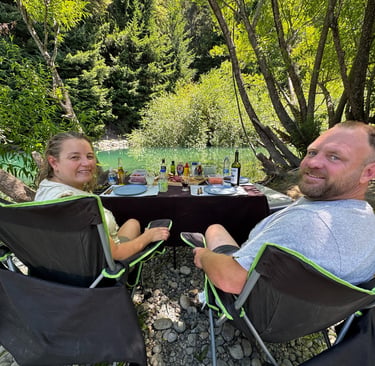 salida de pesc con almuerzo a orillas del rio azul