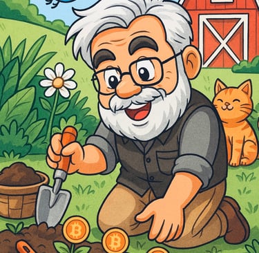 Opa planting Bitcoin seeds in his wallet.