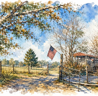 A Saltwater Color digital painting of the pasture land created by Opa