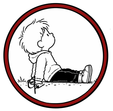 Milo cartoon boy sitting in circle looking at the sky.
