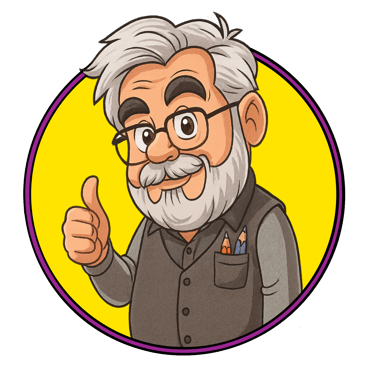 Logo style caricature Opa did of himself