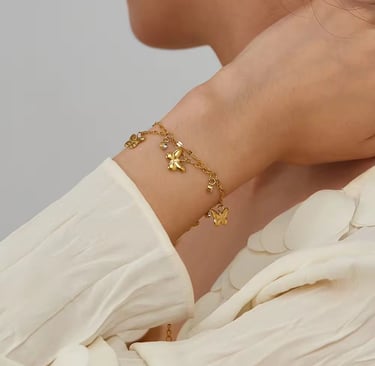 18 k gold plated Demi fine bracelets which are water resistant and hypoallergenic.