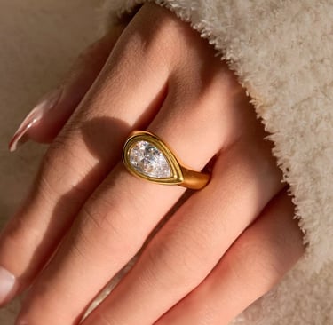 18 k gold plated Demi fine rings which are water resistant and hypoallergenic.