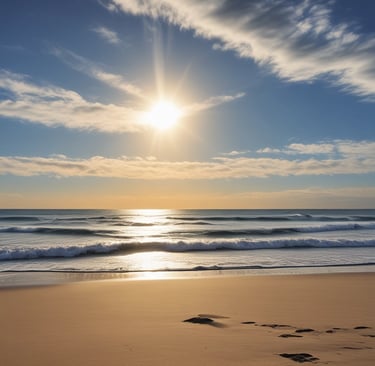 green and red trees with sun rays